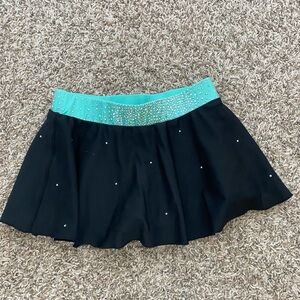 Black and Teal flouncy cheer Skirt with Rhinestone